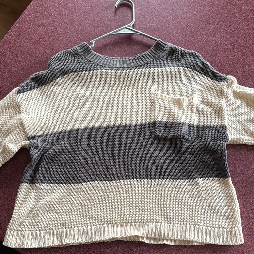 American Eagle Gray and Cream Sweater - Picture 5 of 6